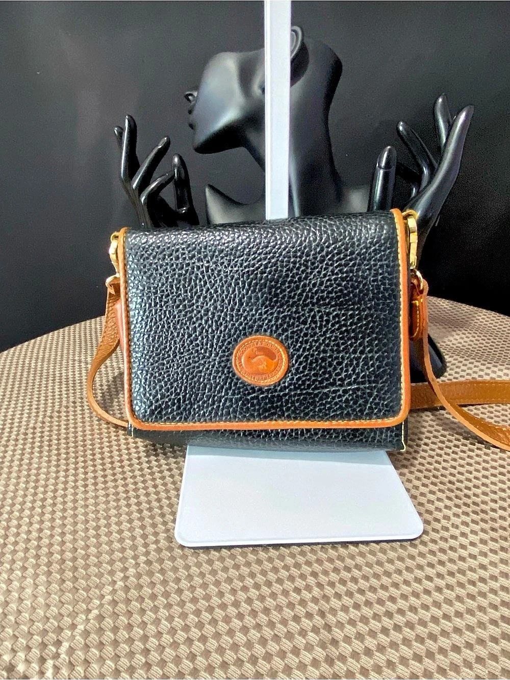 Vintage Dooney & Bourke All-Weather Leather Crossbody Bag – Black & British Tan,